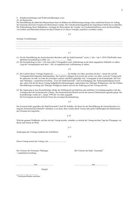 Mustervertrag zur 5. DVO ThÃ¼rWaldG - Freistaat ThÃ¼ringen