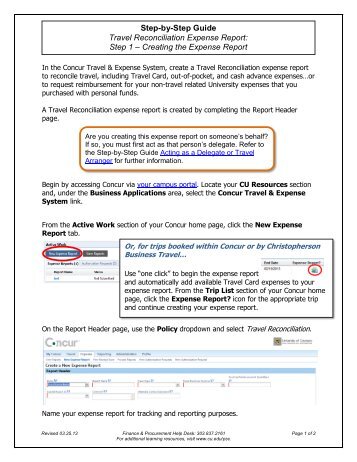 reference guide preparing travel expense reports