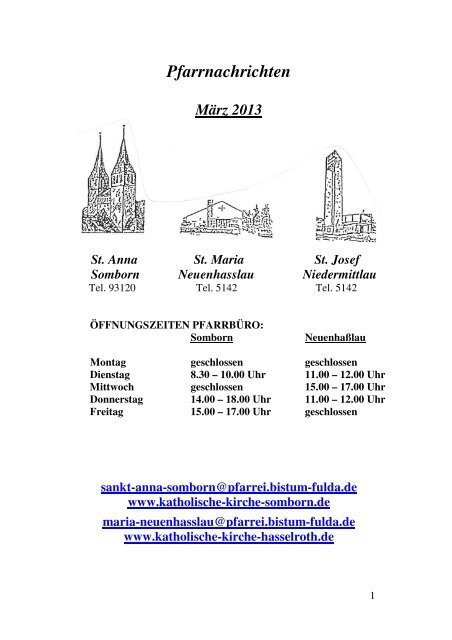 Pfarrnachrichten - Katholische Pfarrgemeinde St. Anna, Freigericht ...