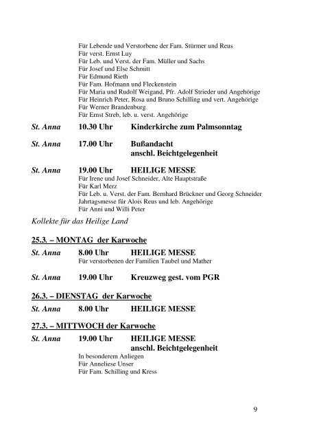 Pfarrnachrichten - Katholische Pfarrgemeinde St. Anna, Freigericht ...