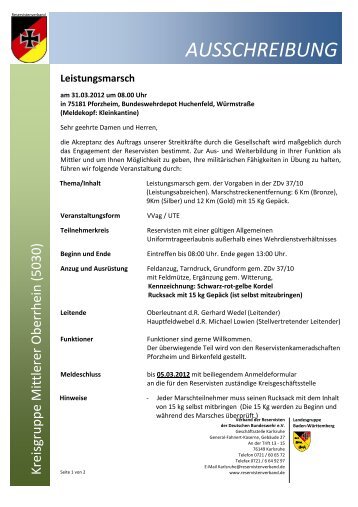 AUSSCHREIBUNG - Reservistenkameradschaft Mannheim