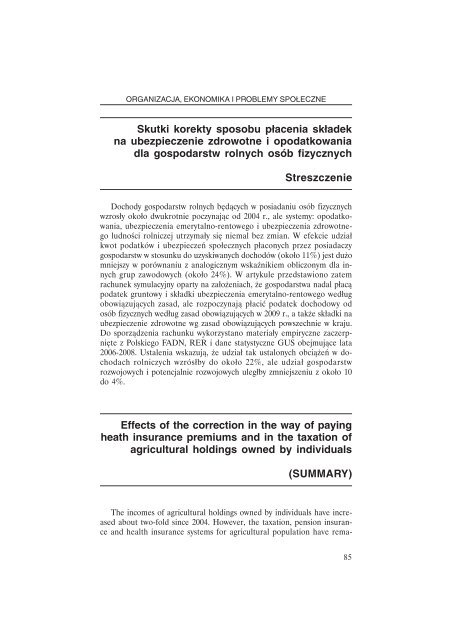 Ubezpieczenia w Rolnictwie. MateriaÅy i Studia. Nr 43/2012 - KRUS