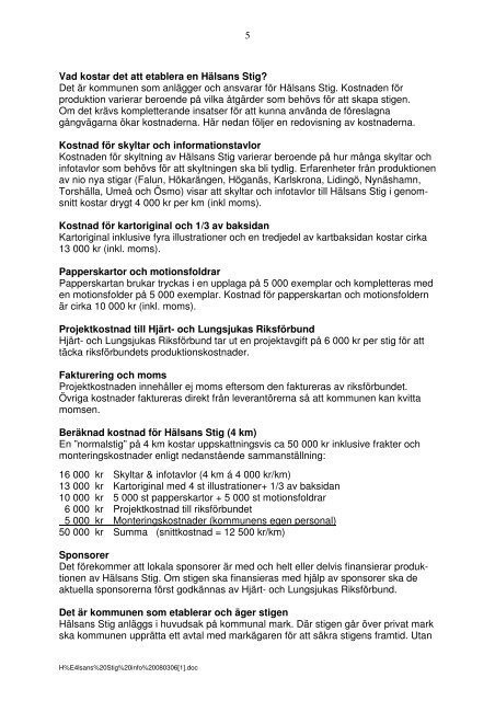 Information om HÃ¤lsans Stig - Traneving