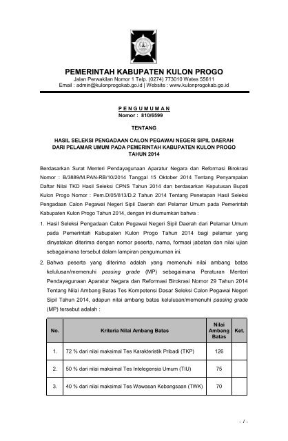 PENGUMUMAN KELULUSAN CPNS 2014 pdf 2