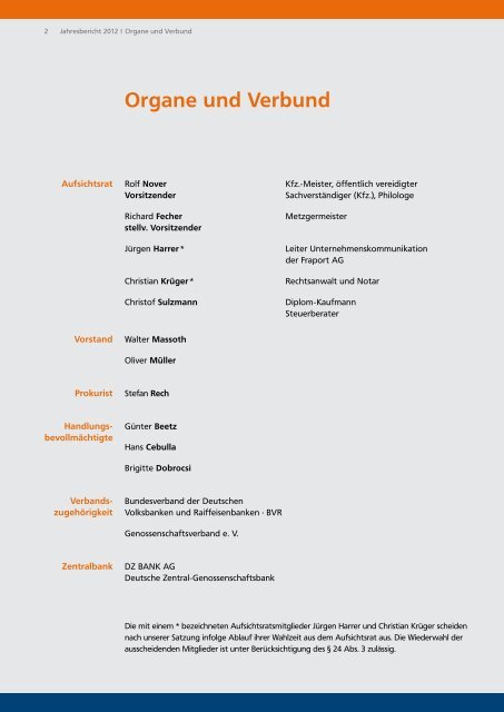Jahresbericht 2012 - VOLKSBANK SELIGENSTADT EG