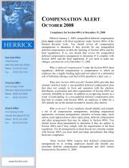 Compensation Alert, October 2008 - Herrick, Feinstein LLP