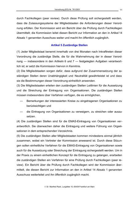 Verordnung (EG) Nr. 761/2001 des europÃ¤ischen Parlaments und ...