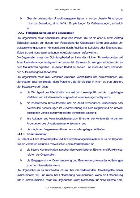 Verordnung (EG) Nr. 761/2001 des europÃ¤ischen Parlaments und ...