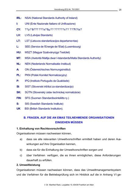 Verordnung (EG) Nr. 761/2001 des europÃ¤ischen Parlaments und ...