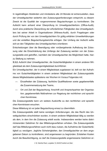 Verordnung (EG) Nr. 761/2001 des europÃ¤ischen Parlaments und ...