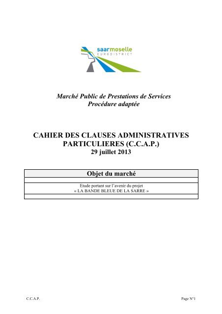 cahier des clauses administratives particulieres (ccap) - Eurodistrict ...