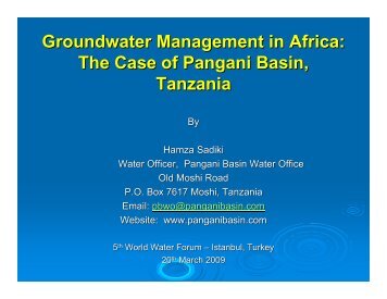 The Case of Pangani Basin, Tanzania