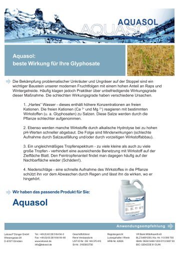 Wie wirkt Aquasol? - Lebosol Dünger GmbH