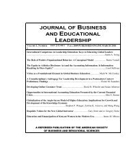 journal of business and educational leadership - Asbbs.org