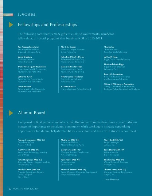 Annual Report 2010-2011 - Keck Graduate Institute