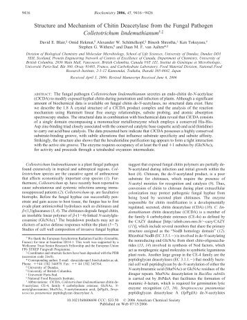 Structure and Mechanism of Chitin Deacetylase from the Fungal ...