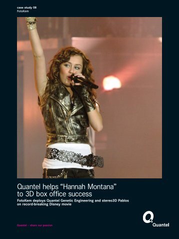 Quantel helps “Hannah Montana” to 3D box office success