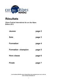 Resultats 2013 - Festival International de cor des Alpes de Nendaz