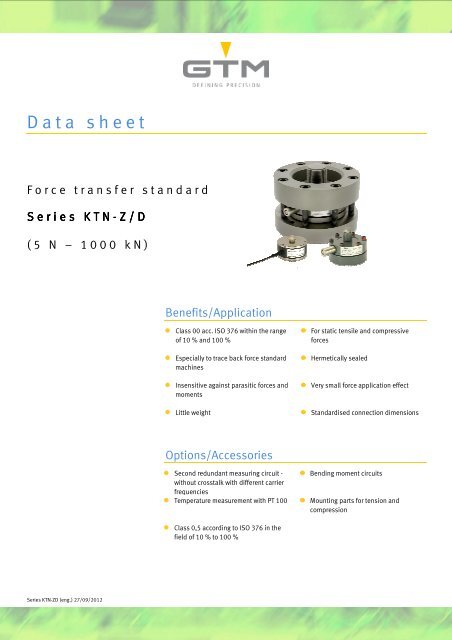 Data sheet Serie KTN-ZD - GTM GmbH