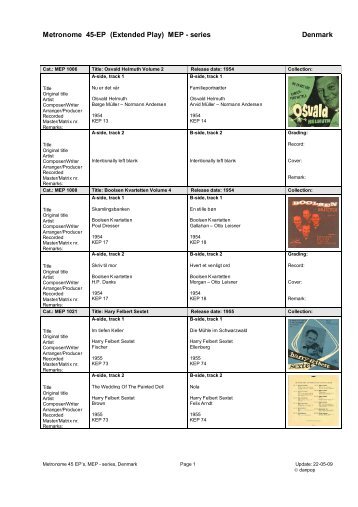 Metronome ep-serie denmark collectors list - danpop.dk