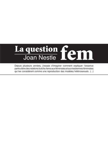 La question fem - PDF (75.8 ko) - Infokiosques.net