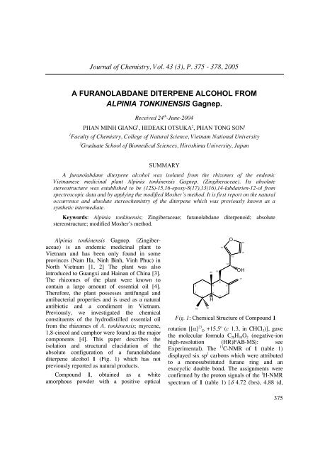 A FURANOLABDANE DITERPENE ALCOHOL FROM ... - DSpace