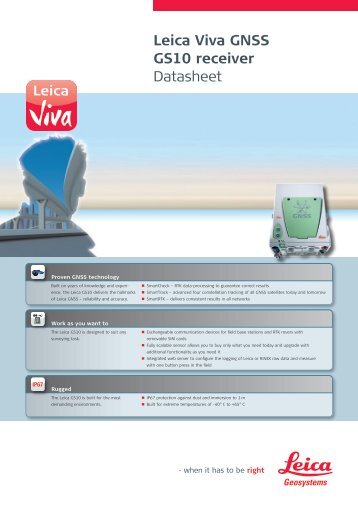 Leica Viva GNSS GS10 receiver Datasheet - Northern Survey Supply