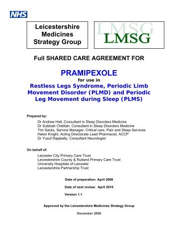 Pramipexole for Restless Legs - Leicestershire Medicines Strategy ...