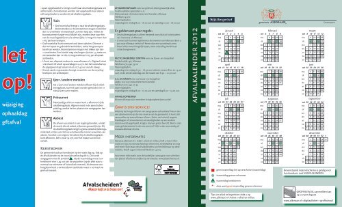 afvalkalender 2012 - Gemeente Alkmaar