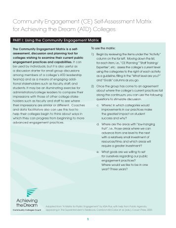 Community Engagement (CE) Self-Assessment Matrix