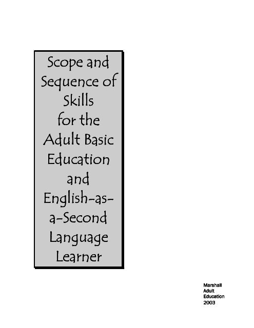 Scope and Sequence PDF format - Marshall Adult Education
