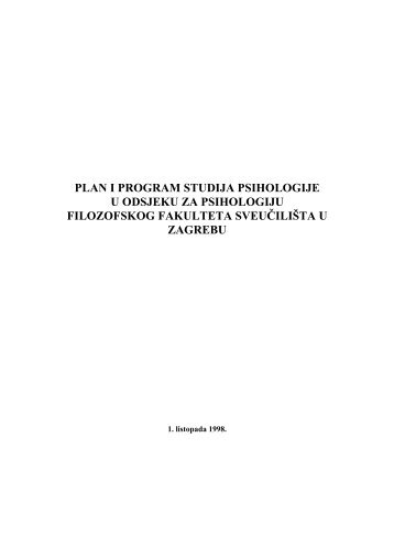 Program psihologija 1998 - Odsjek za psihologiju