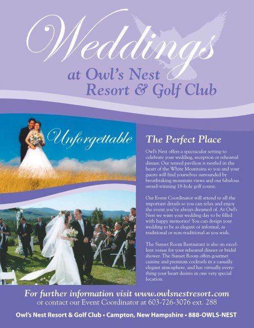 Function Brochure Owl S Nest Resort Golf Club