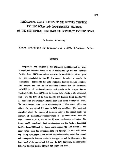 East Asia and Western Pacific METEOROLOGY AND CLIMATE