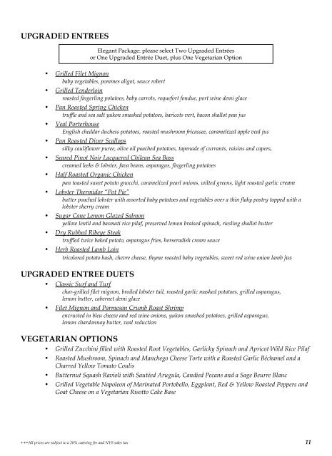 Wedding Menus - Saratoga National