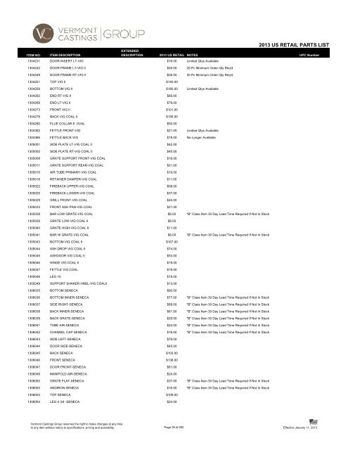 2013 US RETAIL PARTS LIST - Hearth Products Distributing