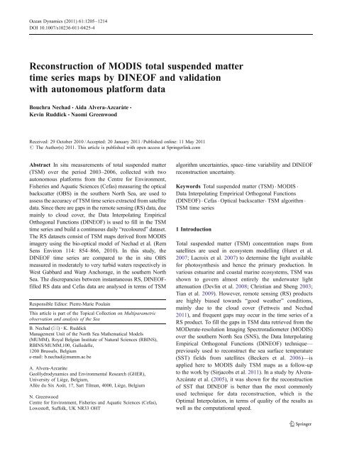 Reconstruction of MODIS total suspended matter time series maps ...