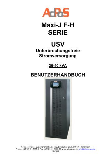 Benutzerhandbuch 30-40 kVA - AdPoS USV