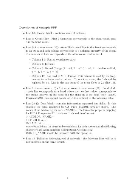 ISIDA Fragmentor2011 - User Manual - Laboratoire d'Infochimie