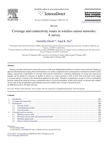 Coverage and connectivity issues in wireless sensor networks: A ...