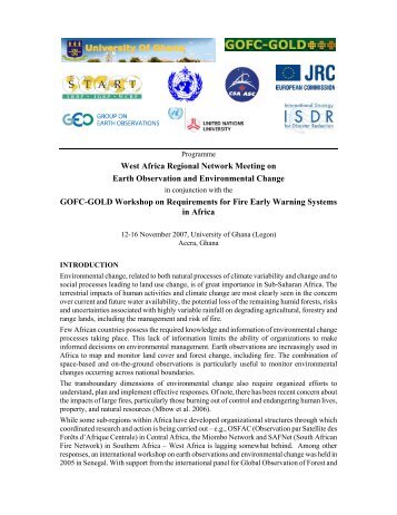 West Africa Regional Network Meeting on Earth Observation and ...