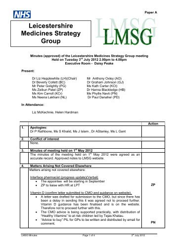 Leicestershire Medicines Strategy Group