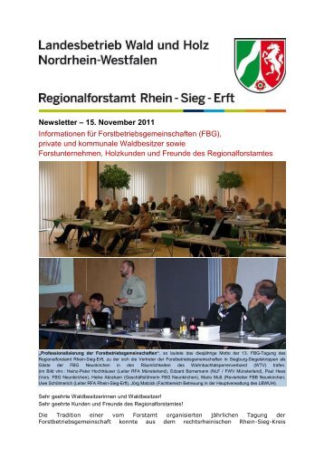 Informationen für FBG`s vom Forstamt Rhein/Sieg/Erft 15.11.2011