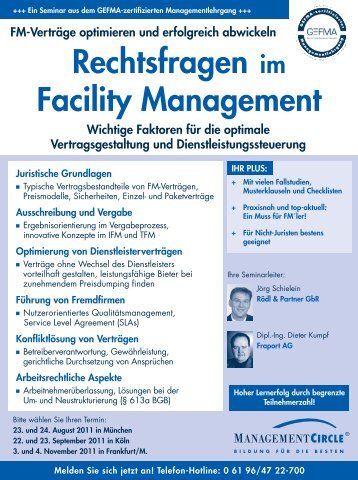Seminar: Rechtsfragen im Facility Management - Management ...
