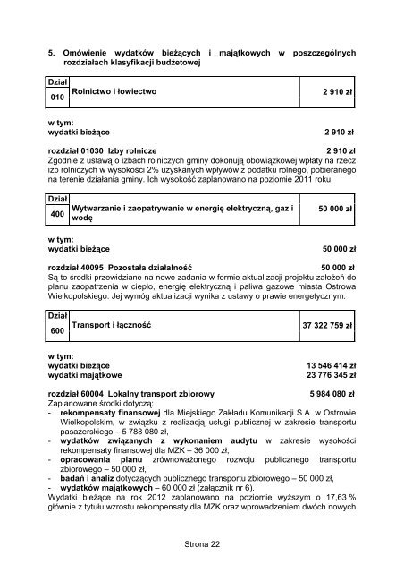 Budżet - Biuletyn Informacji Publicznej, Urząd Miasta Ostrów ...