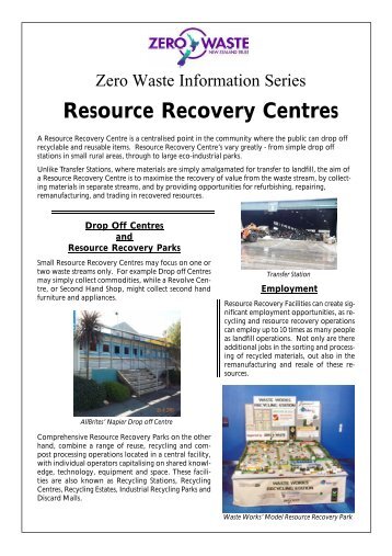 Resource Recovery Centres - Zero Waste
