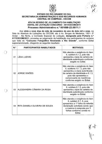 estado do rio grande do sul secretaria da administraÃ§Ã£o e dos ...