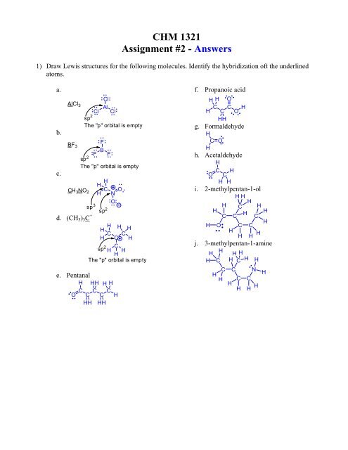 Chm 1321 Assignment 2 Answers Universita C D Ottawa