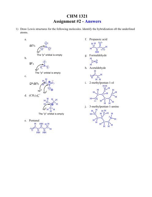 CHM 1321 Assignment #2 - Answers - UniversitÃ© d'Ottawa