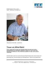 Trauer um Alfred Steinl - LWB Steinl GmbH & Co. KG